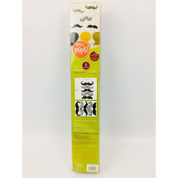 Mustache Wall Decals Peel & Stick Wall Art Kit By Wall Pops! 5-Piece Set 17"x24. - Picture 3 of 7